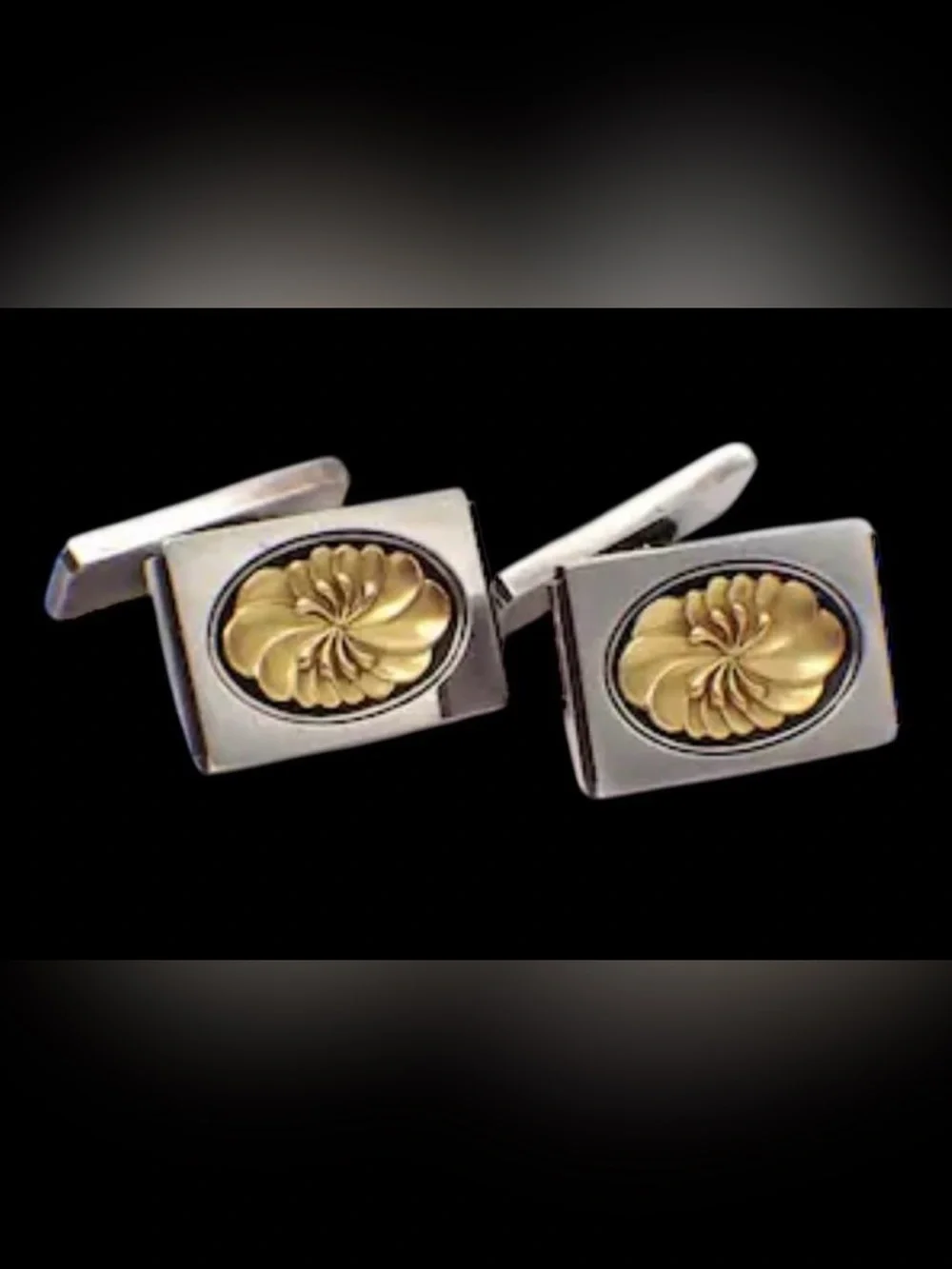 Georg Jensen Danish Denmark Sterling Silver and Gold Overlay Cufflinks No 59A